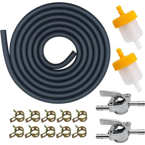 5mm Kit Durite Essence 3/16" pour Scooter ATV Dirt Bike Mini Moto Kart avec Vanne, Filtres et Colliers Compatible GY6 50cc–150cc Honda GX120–GX390 Générateurs Briggs & Stratton Predator