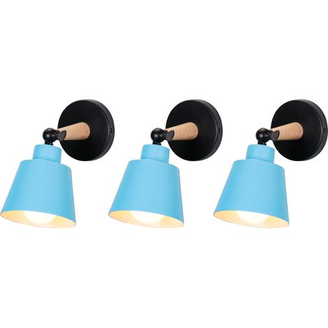 3PCS Moderne Applique Murale Intérieur Cage en Métal E27 Plafonnier en Métal Design Macaron Bleu (1/5)