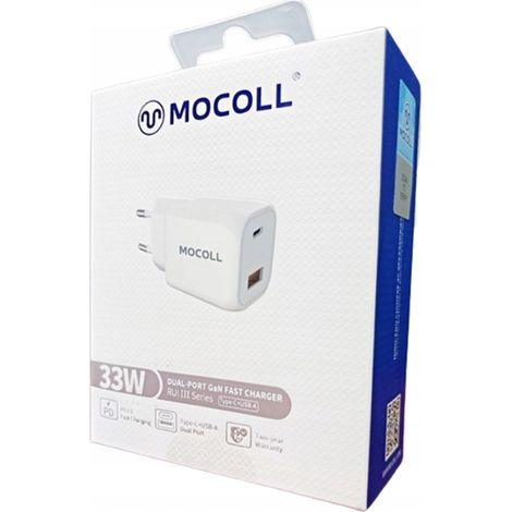 FAST GaN Mocoll Wandladegerät 33W 2xUSB (Typ A und C) 3000 mA 5 1 Stück. (1/4)