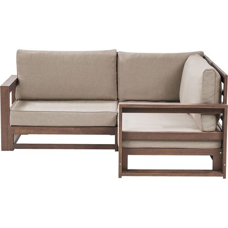 Set da giardino 2 posti in legno di acacia con cuscini tortora Timor II (1/5)