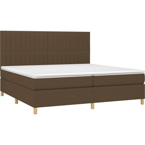 Box Spring Bed with Mattress&LED Dark Brown 200x200 cm Fabric vidaXL (1/4)