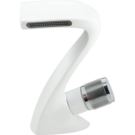 Grifo de baño, grifo monomando de lavabo de latón cromado, grifo blanco creativo minimalista moderno diseño elegante único, agua fría y caliente disponible (1/5)