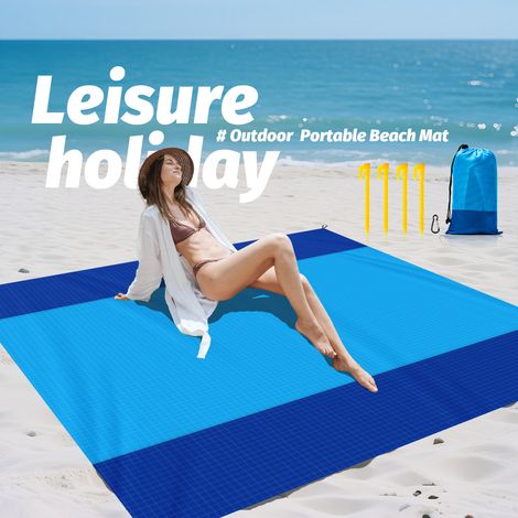 Grande couverture de plage extérieure résistante au sable, Tapis de pique-nique léger surdimensionné de 78,74 x 82,68 pouces pour 4 à 7 personnes, destiné aux plages, voyages, camping et randonnées (1/4)