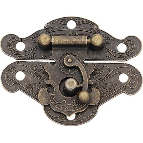 Fermoir à moraillon pour boîte à bijoux en bois, style vintage, pour armoire, plaque de verrouillage décorative antique rétro (2823 mm)