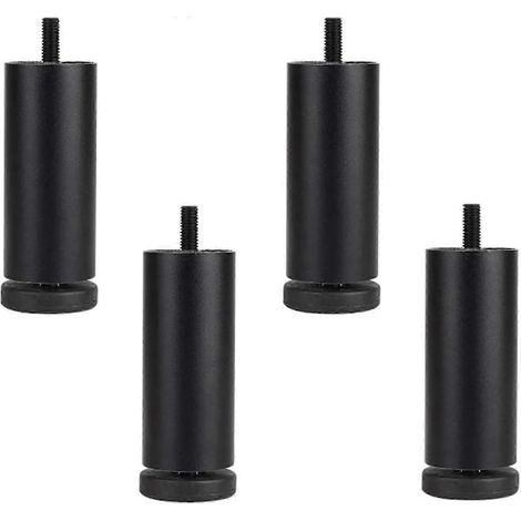 Ensemble de 4 pieds de canapé en alliage d'aluminium - réglables en hauteur - pieds de meuble remplaçables - filetage M8 - noir - 12 cm (1/5)