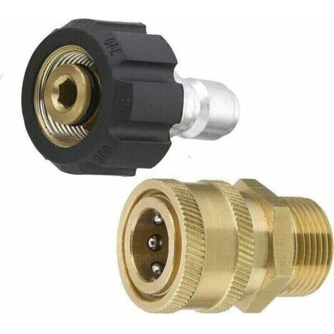 Adapter-Kit für Hochdruckreiniger für den täglichen Gebrauch - Schnellverbindungs-Kit - Metrisch M22 - 15 mm - Drehbares Innengewinde auf M22-Außengewinde - 5000 Psi (1/4)