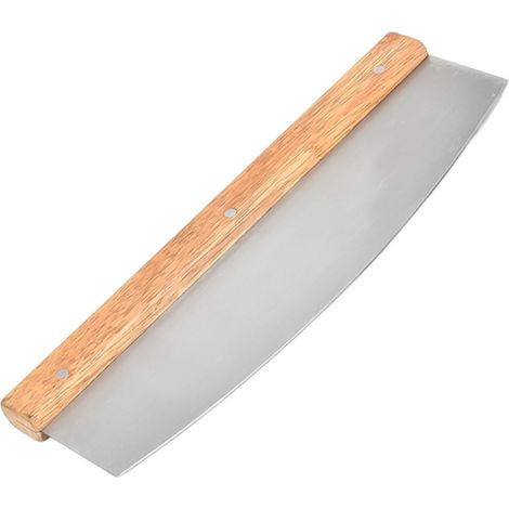 Coupe-pizza demi-lune, machette à manche en bois, long hachoir à pain semi-circulaire en acier inoxydable, toast (1/5)