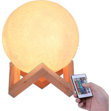 Lampe lune 3D 20 cm, 16 couleurs, rechargeable par USB, veilleuse tactile RGB pour chambre, salon, café (1/5)