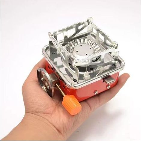 Mini réchaud carré d'extérieur, réchaud à gaz portable pliable, poêle de camping, tête de pique-nique, ustensiles de cuisine (1/5)