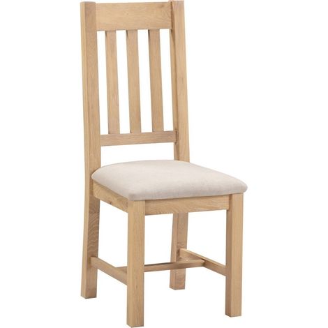 Windsor Slatted Dining Chair (Set of 2) - L41 x W46 x H105.5 cm - Natural Oak/Oat Fabric