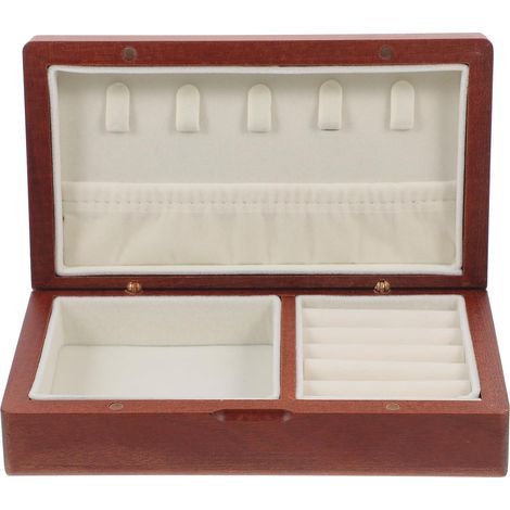 Vintage-Schmuckkästchen aus braunem Massivholz, tragbar, großes Fassungsvermögen für Halsketten und Schmuck, für Zuhause und Reisen (1/5)