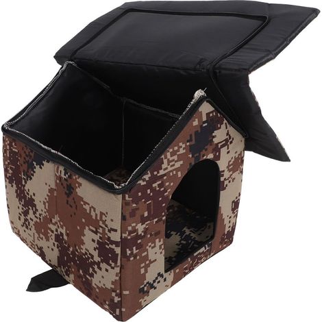 Katzenhaus mit abnehmbarer, weicher Matratze, Konstruktion mit erhöhtem, isolierendem und winddichtem Winterstoff, einfach zu montieren, Outdoor-Katzenbett für Gartenkatzen (1/5)