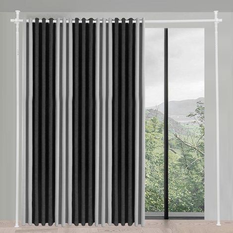 Tringle à Rideaux sans Perçage Télescopique – Barre de Tension pour Séparation de Pièce – Réglable de 1,2 à 3 m – pour Salon, Location - Blanc (1/5)