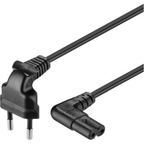 GOOBAY Euro-Netzkabel mit Doppelnutkupplung, schwarz, 0,3m, 90° (1/3)