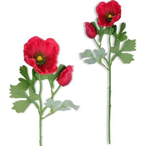 Zweig – Roter Schaumstoffmohn, 44 cm (1/5)