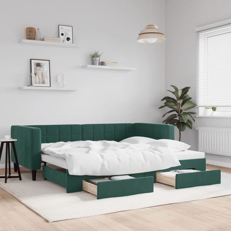 Lit de jour avec gigogne et tiroirs-Canapé-lit avec Rangement sans matelas 90x200 cm 734725 (1/5)