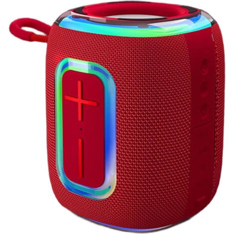 Geeignet für wasserdichte Bluetooth-Lautsprecher (IPX5), RGB-Beleuchtung, unterstützt USB-/TF-Karten-/AUX-Eingang und verfügt über eine Audioempfangsfunktion, rot...