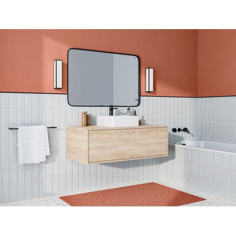 Mobili per bagno sospeso con lavabo semplice Naturale chiaro - TEANA (1/4)