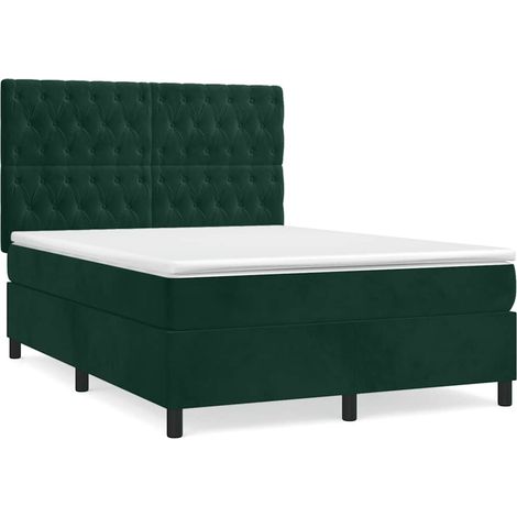Maison Exclusive - Boxspringbett mit Matratze Dunkelgrün 140x190