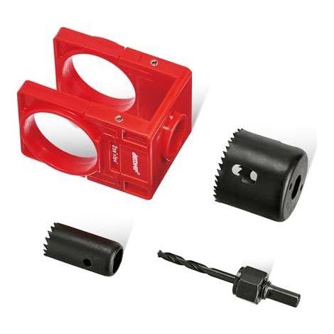 Kit d'installation de serrure pour portes de 35 à 44 mm (1-3/8" à 1-3/4") avec larges fentes d'évacuation des copeaux, scie cloche pour serrures et verrous sur portes en bois avec gabarit de guidage (1/4)
