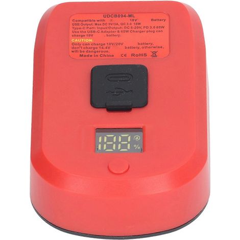Akkuadapter mit Leistungsanzeige, 18V Lithium-Akku für Elektrowerkzeuge auf USB Typ C Ausgang