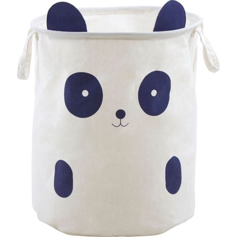Premier Housewares Panda Face Laundry Bag Collapsible Laundry Basket With Handles Foldable Laundry Storage Basket Organiser Basket For Kids And Adults 38 x 48 x 38
