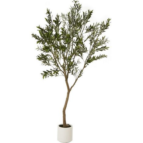 Apulia Olive Tree in Pot 240 cm - Plastic - Height 240 cm - Brown/White