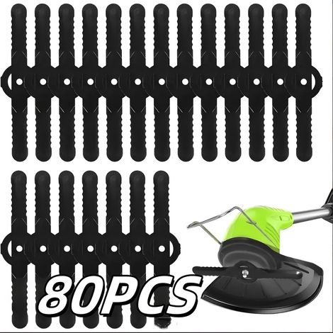 80 lames de rechange pour coupe-bordures – Lames en plastique pour tondeuses à gazon, coupe-herbe et bordureuses (1/5)