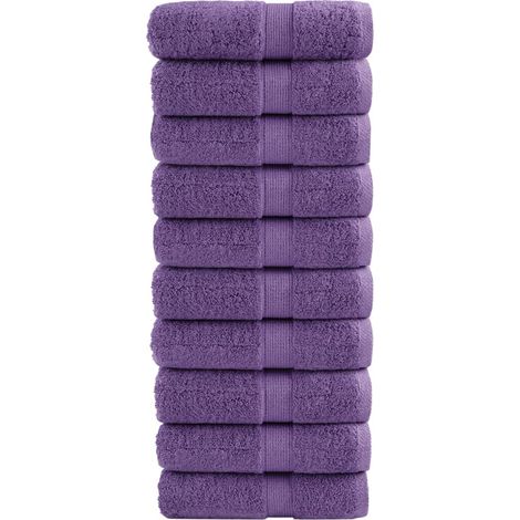 Serviettes de toilette de qualité supérieure SOLUND, lot de 10, violettes, 30 x 30 cm, 600 g/m²