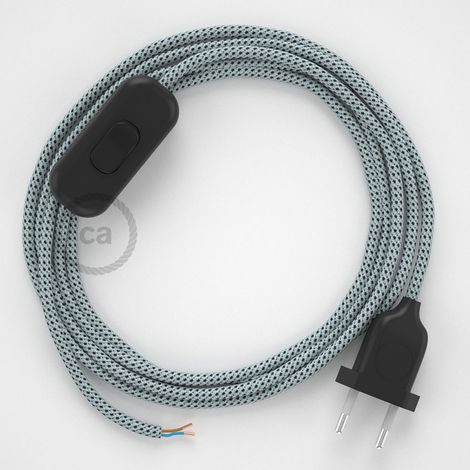 Cordon pour lampe, câble RT14 Effet Soie Stracciatella 1,80 m. Choisissez la couleur de la fiche et de l'interrupteur Noir (1/4)