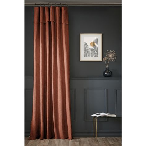 Rideau Ajustable Sixtine Terracotta - 140 x 270 cm - Coton Flammé 8 Anneaux Pince (1/3)