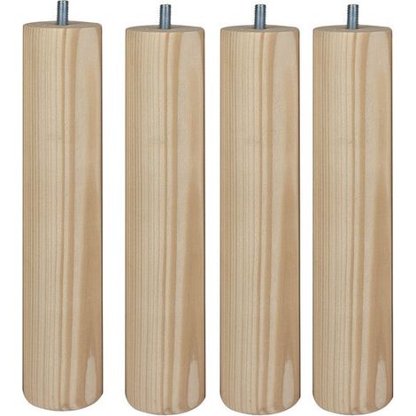 4er Set zylindrische Bettfüße/Waschbeckenfüße 25cm Buche/Beige CIME
