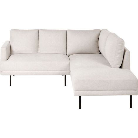 Corner Sofa 4 Seater BREDA Fabric Light Beige Left Hand (1/5)