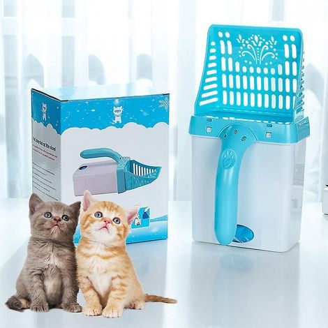 Pelle à litière pour chat bleue amovible avec bac et pelle intégrés - Pelle tout-en-un (1/4)