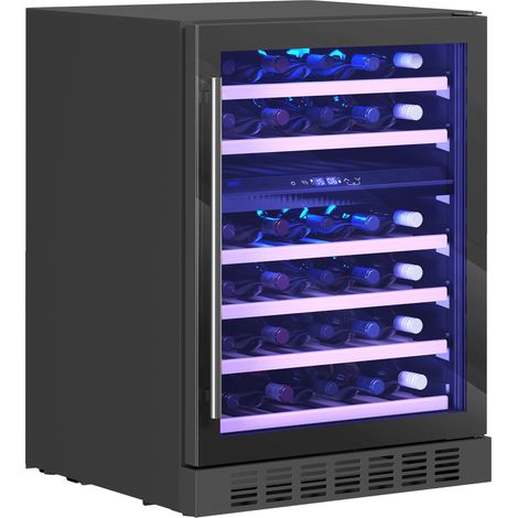 Coffret à vin double température 5–18°C 46 bouteilles 131L avec porte en verre trempé triple, noir