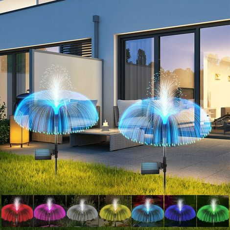 Lot de 2 lampes solaires pour jardin extérieur,Méduses,Lampes solaires de jardin,Avec LED changeant de couleur,Étanche,Fonctionne à l'énergie solaire (1/5)