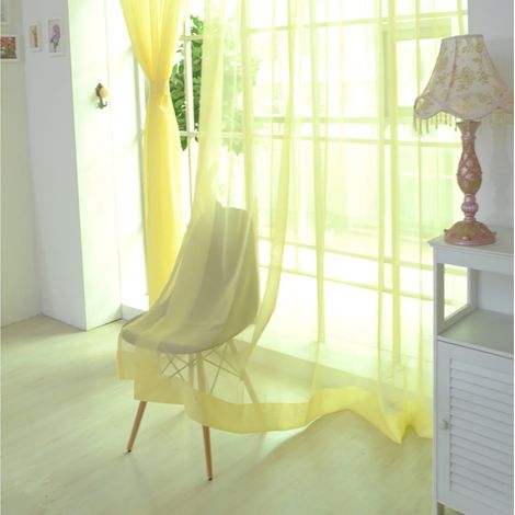 Rideau Voile Transparent - 200 cm x 80 cm - Tulle Léger et Filtrant - Pour Fenêtre ou Porte - Style Moderne - 2 Pièces (1/3)