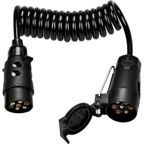 Prise Remorque 7 Broches 12V, Faisceau Remorque 7 Broches à 7 Broches 2m, Adaptateur Prise Remorque pour Camion RV Caravane - Noir (1/5)