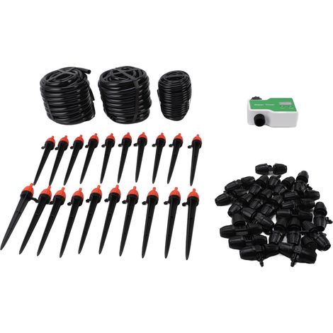 Kit système d'arrosage automatique goutte à goutte avec minuterie pour serre jardin pelouse plantes en pot (1/5)