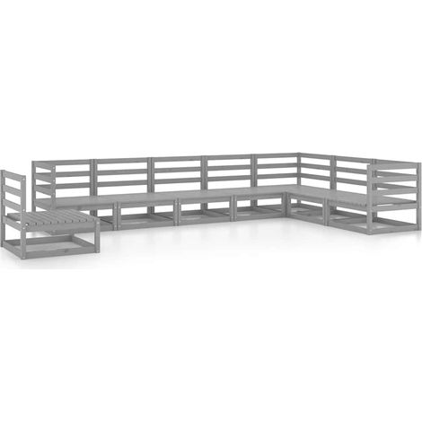 Maison Exclusive - Set Divani da Giardino 8 pz Grigi in Legno Massello di Pino (1/5)