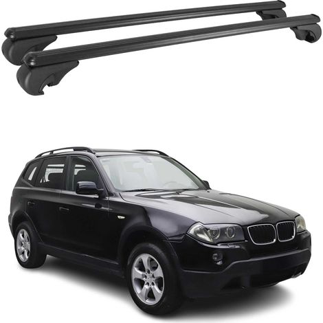 OMAC Aluminium Dachträger Querträger für BMW X3 E83 2003-2010 – TÜV / DIN 75302:2019 – Abschließbar – Max. 75 kg – 2 Stangen Schwarz (1/5)