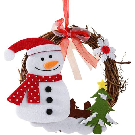 Mini guirlande de brindilles de Noël à suspendre, décoration de couronne, Père Noël, bonhomme de neige, ours, renne, décoration de sapin de Noël (1/5)