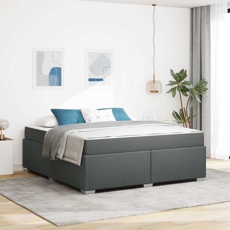 vidaXL Estructura de cama con colchón Gris oscuro 180 x 200 cm tela (1/5)