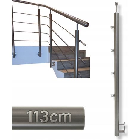 Poteau de garde-corps - 113 x 4,24 cm - Acier inoxydable - 4 supports - Installation flexible