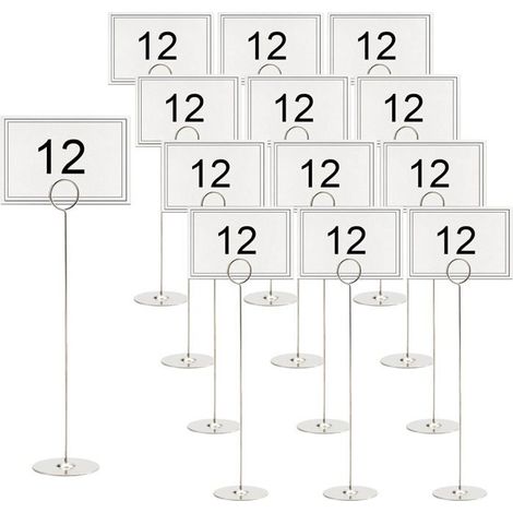 BelleRise - Lot de 12 porte-numéros de table en acier inoxydable de 20 cm (8 pouces),porte-cartes,présentoir pour numéros de table, (1/5)