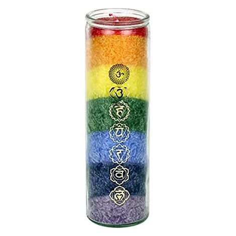 Bougie parfumée aux 7 chakras - En stéarine - Bougie aux huiles essentielles de chèvrefeuille et de cèdre - Arc-en-ciel (1/4)