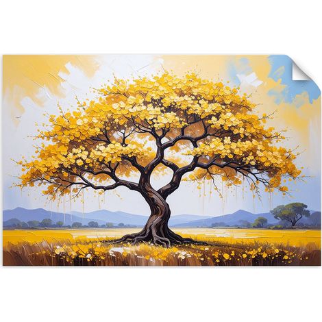 Selbstklebendes Poster – Wandsticker 3D-goldener blühender Baum des Lebens 30x20 cm