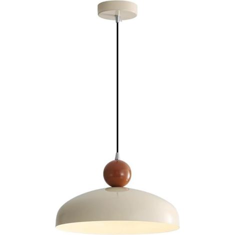 Suspension industrielle vintage E27 avec abat jour en métal blanc, style nordique, idéale pour îlot de cuisine, salle à manger, chambre ou autre pièce (1/4)