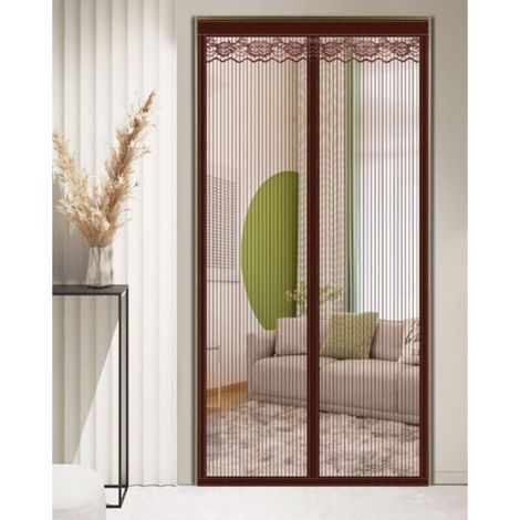 Moustiquaire magnétique, sans perçage, idéale pour les portes de balcon et de cave (marron, 85 x 200 cm) (1/4)