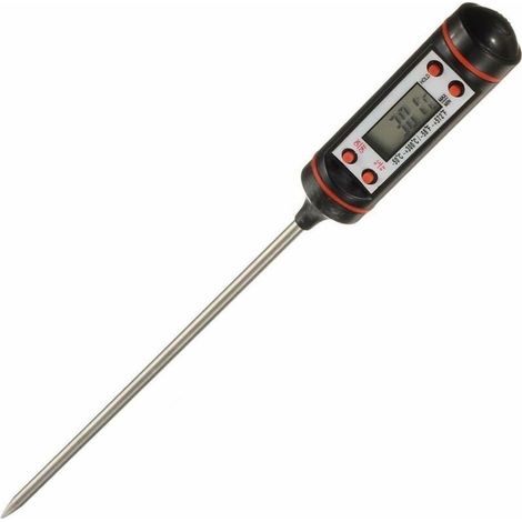Thermomètre de cuisine Thermomètre à viande numérique en acier inoxydable Sonde longue LCD précis (1/5)